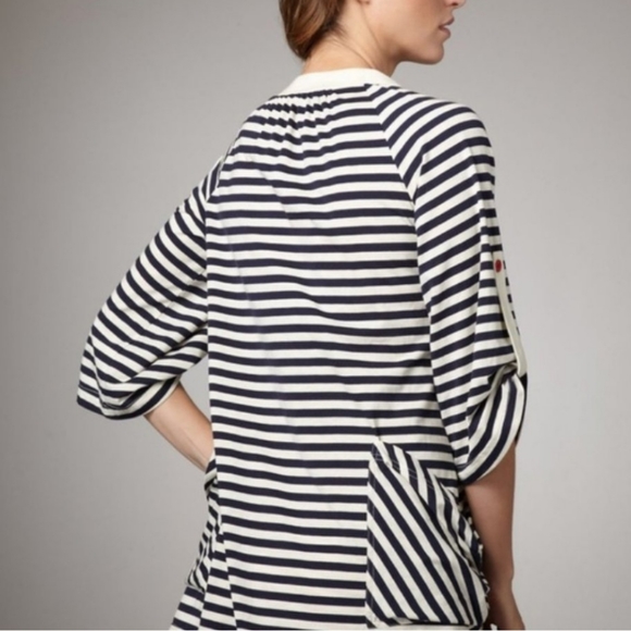 Nanette Lepore Swim Blue Cream Red Nautical Grommet Striped Swim Coverup - Picture 13 of 14